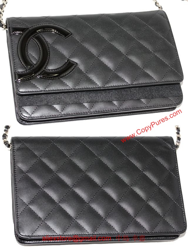 シャネル　カンボンライン　チェーンウオレット　黒×黒×ピンク　新品　new CSKS142